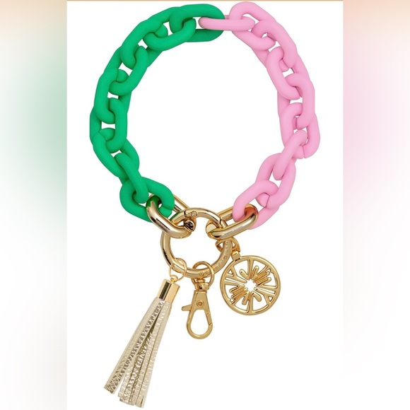 Lilly Pulitzer Accessories - Lilly Pulitzer Keychain Featured in Spearmint Green/Conch Shell Pink